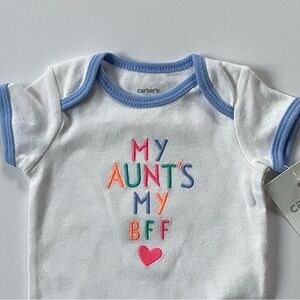Aunt Shirt Size Newborn NWT New BFF Auntie Carters One Piece Top Snap Cotton